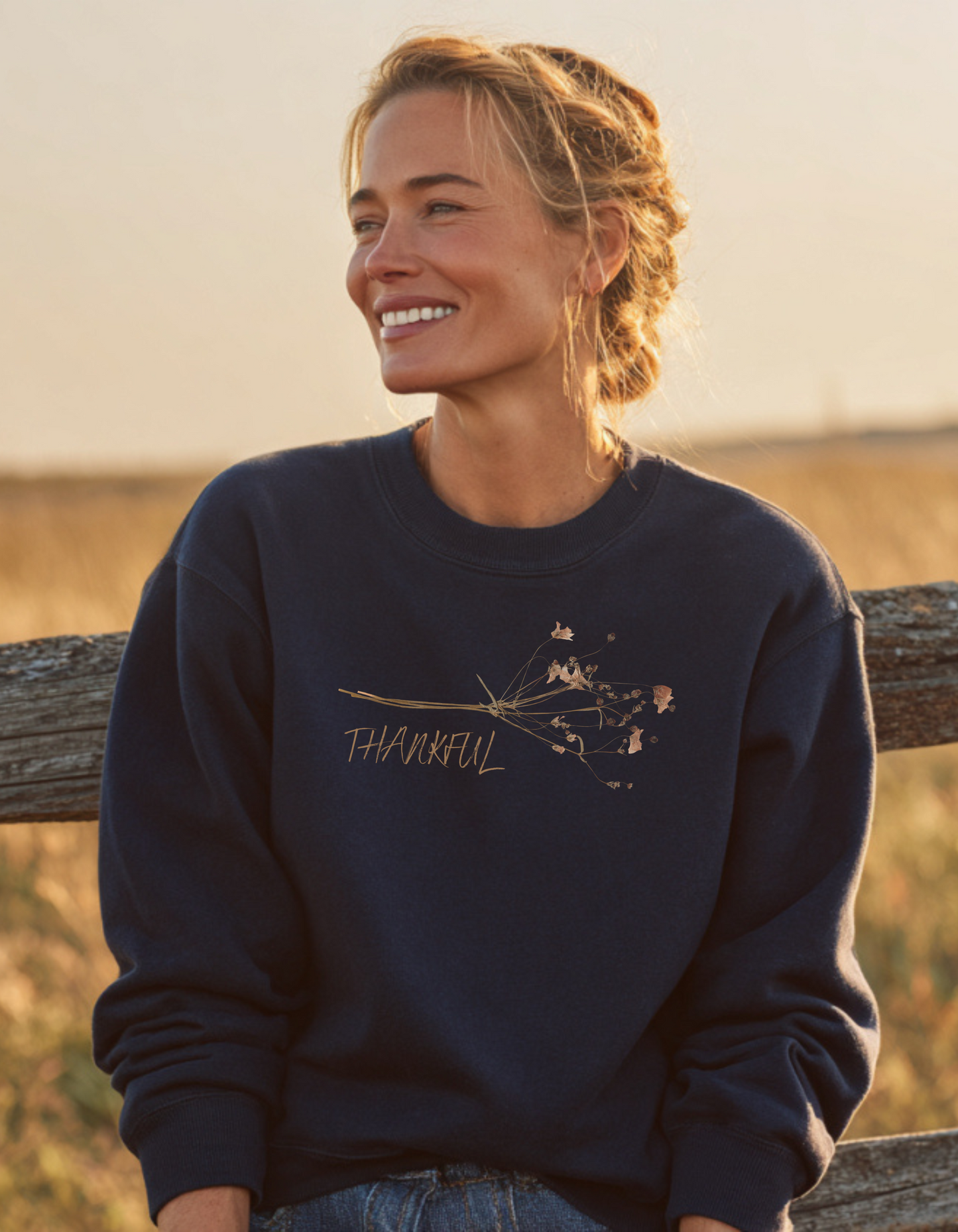 Women's Thankful Floral Sweatshirt