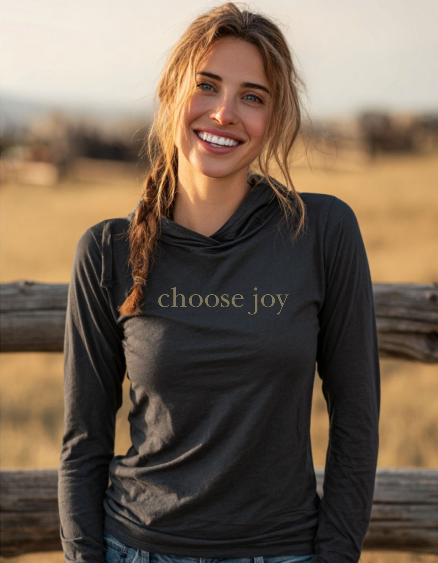Women's Choose Joy Hooded Long-Sleeve Tee