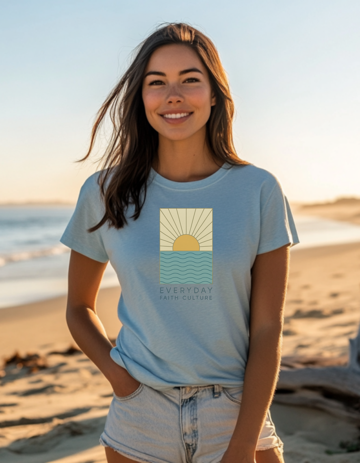 Women's Everyday Faith Sun over Sea Short Sleeve Tee