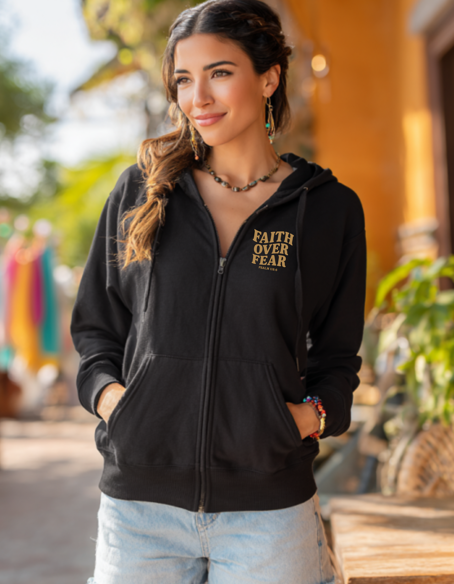 Women's Faith Over Fear Heavy Blend Zip Hoodie