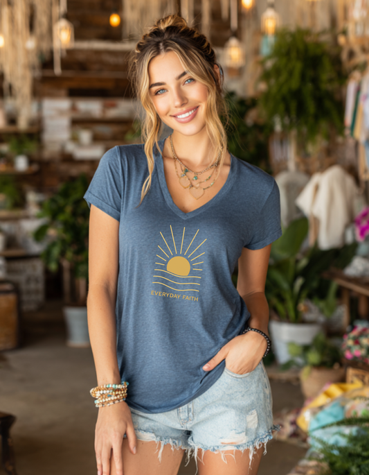 Women’s Everyday Faith Sunrise relaxed V-Neck Tee