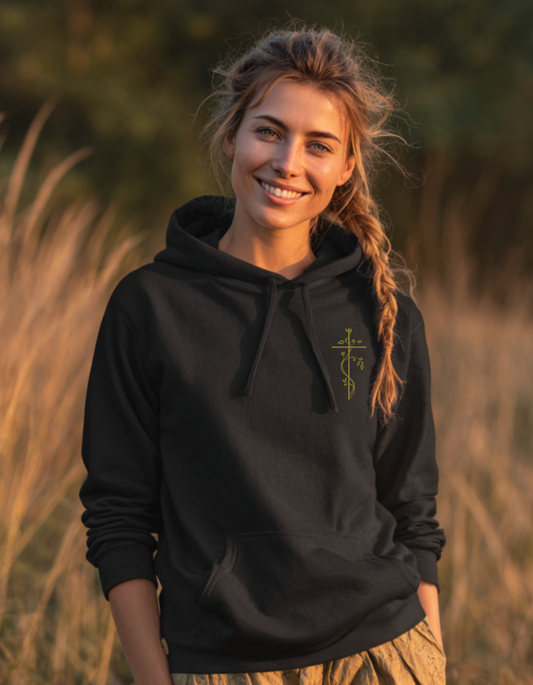 Women's Premium Super Soft Tailored Fit Hoodie with Embroidered Floral Cross