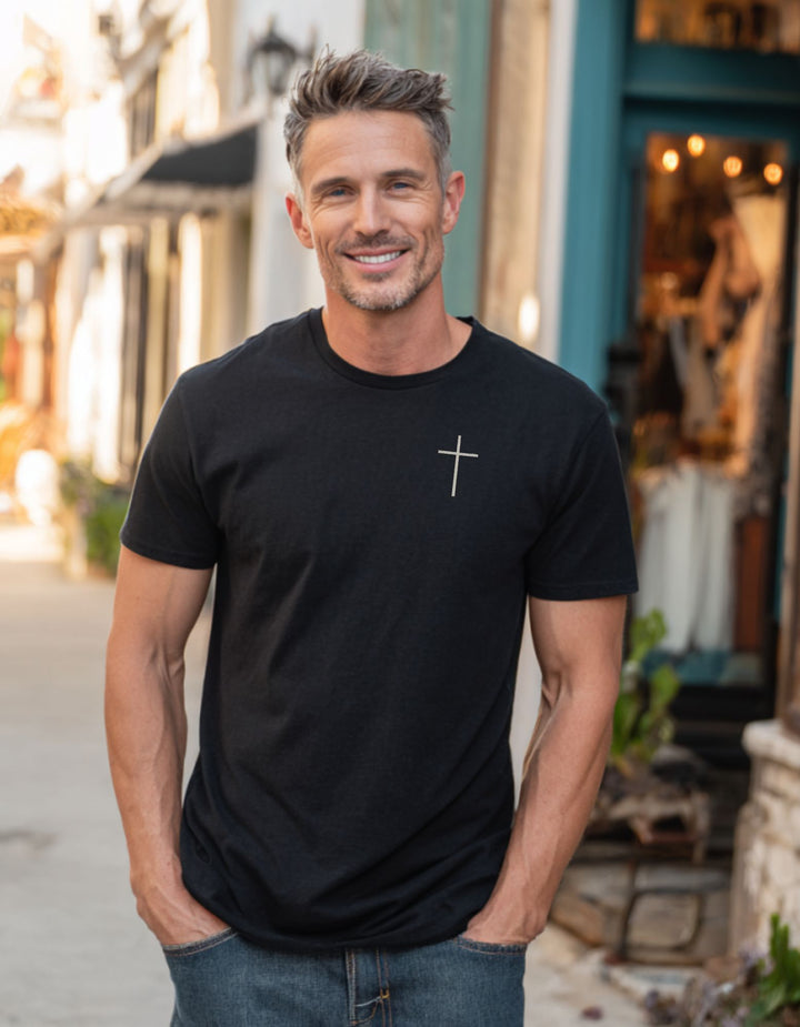 Men's Heavy Weight Super Soft Embroidered Cross Short Sleeve tee
