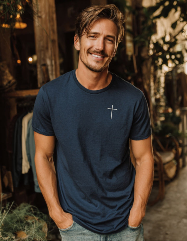 Men's Heavy Weight Super Soft Embroidered Cross Short Sleeve tee