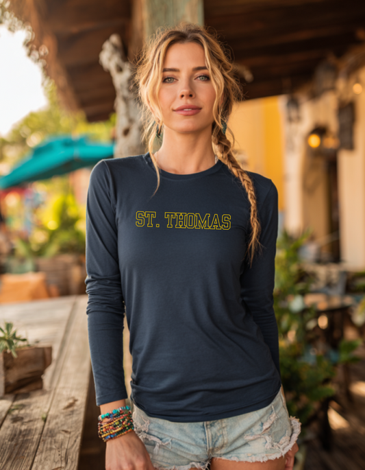 Women's St. Thomas Yellow Logo Long Sleeve Tee