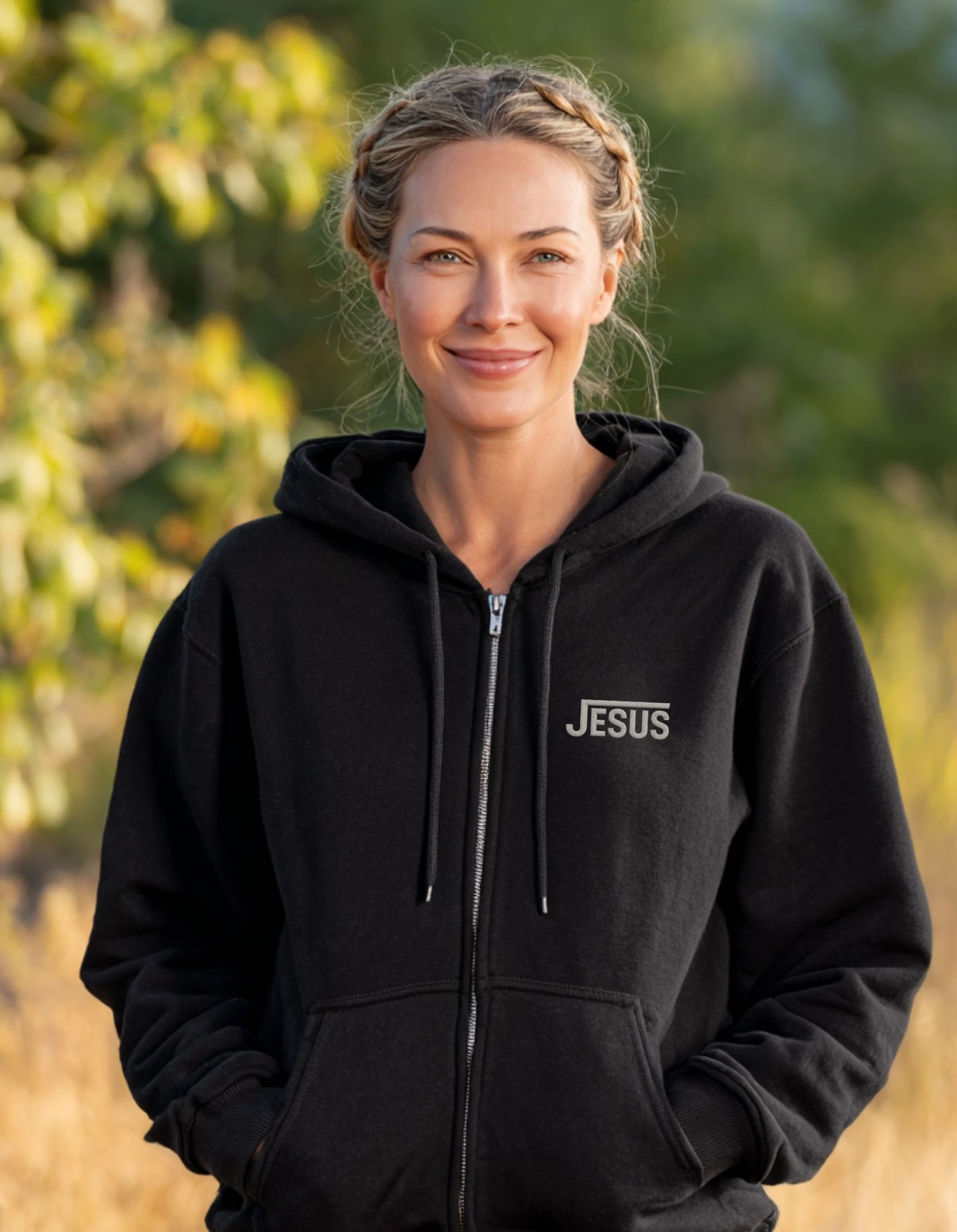 Women's Embroidered JESUS heavy Blend Zip Hoodie