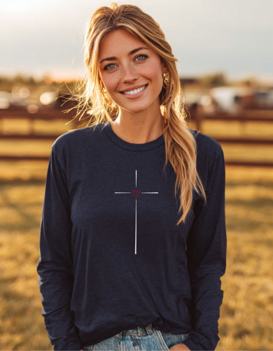 Women's Heart Cross Long Sleeve Tee