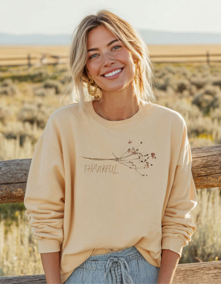 Women's Thankful Floral Sweatshirt