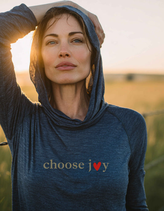 Women's Choose Joy Heart Hooded Long-Sleeve Tee