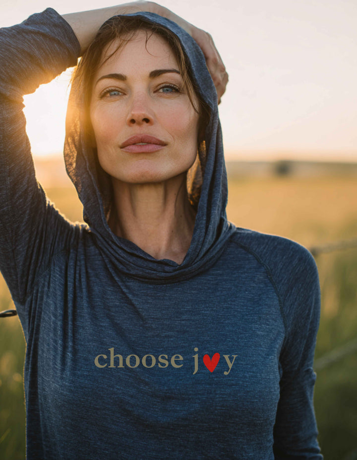 Women's Choose Joy Heart Hooded Long-Sleeve Tee