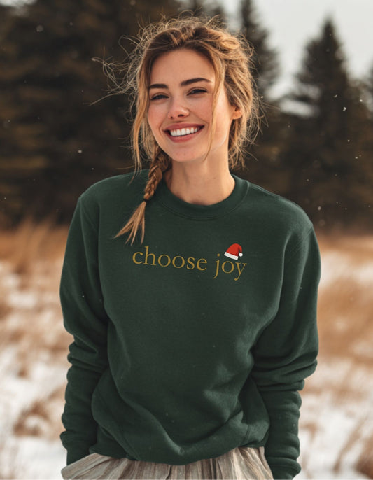 Women's Choose Joy Santa Hat Sweatshirt