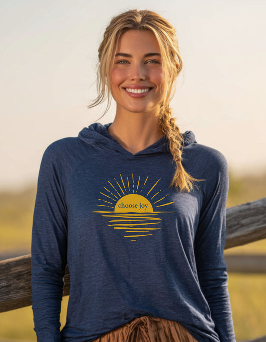 Women's Choose Joy Sunrise Hooded Long-Sleeve Tee