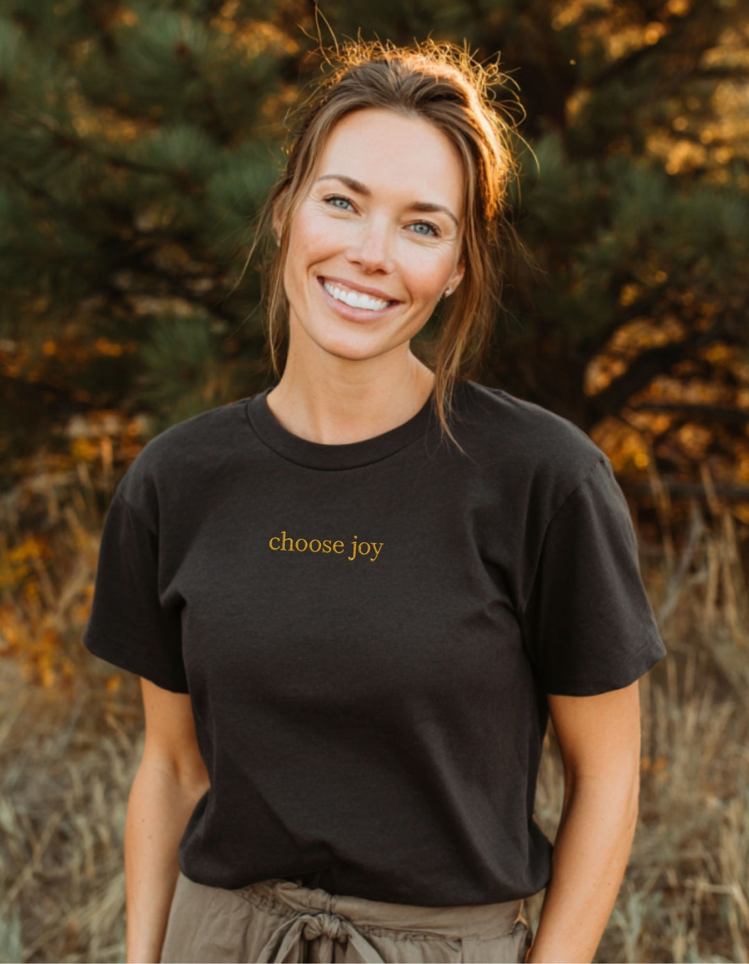 Women's Embroidered Choose Joy super soft heavyweight Tee Shirt