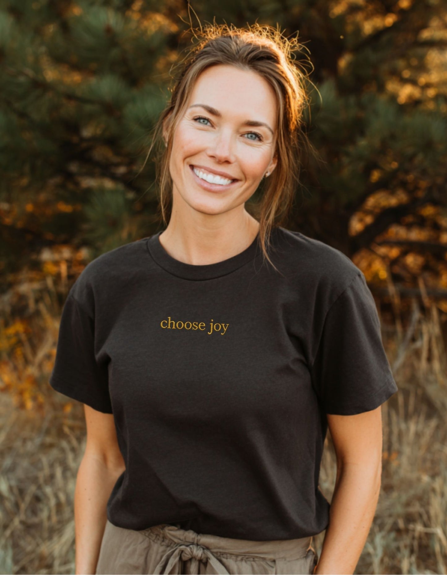 Women's Embroidered Choose Joy super soft heavyweight Tee Shirt