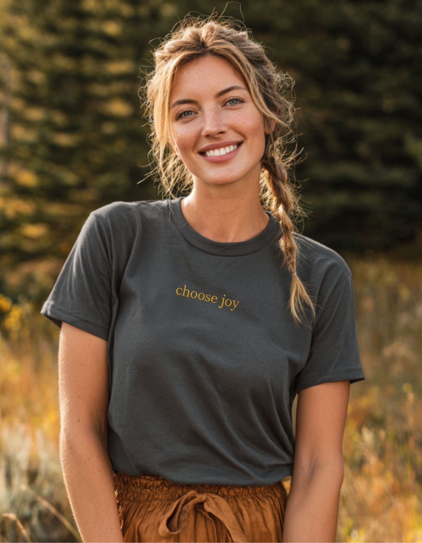 Women's Embroidered Choose Joy super soft heavyweight Tee Shirt