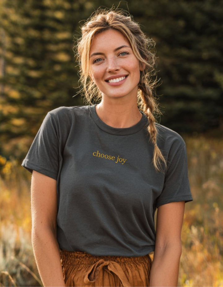 Women's Embroidered Choose Joy super soft heavyweight Tee Shirt