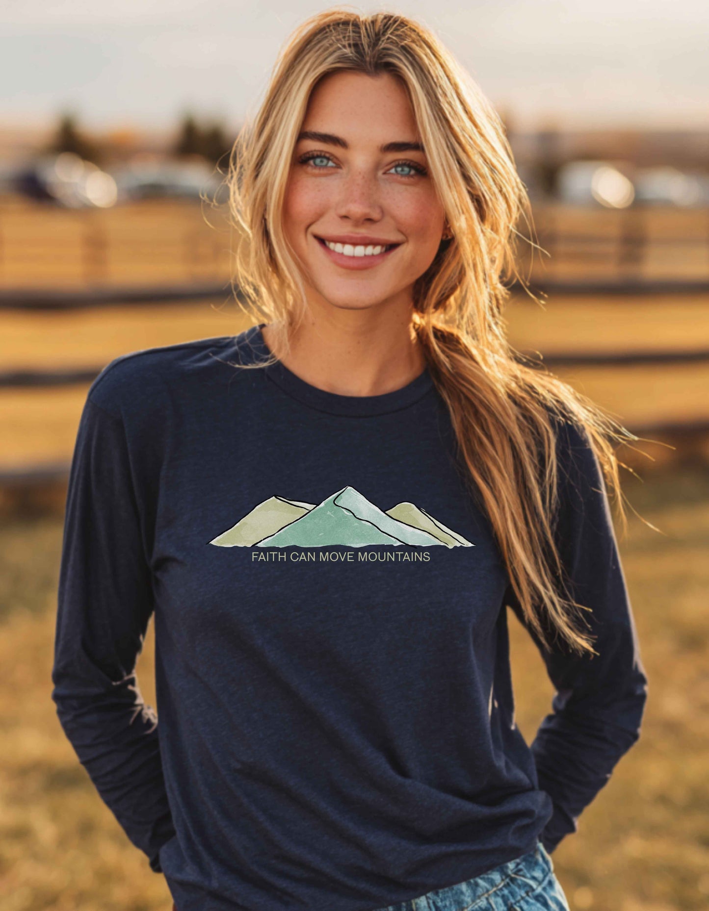 Women's Faith Can Move Mountains Long Sleeve Tee