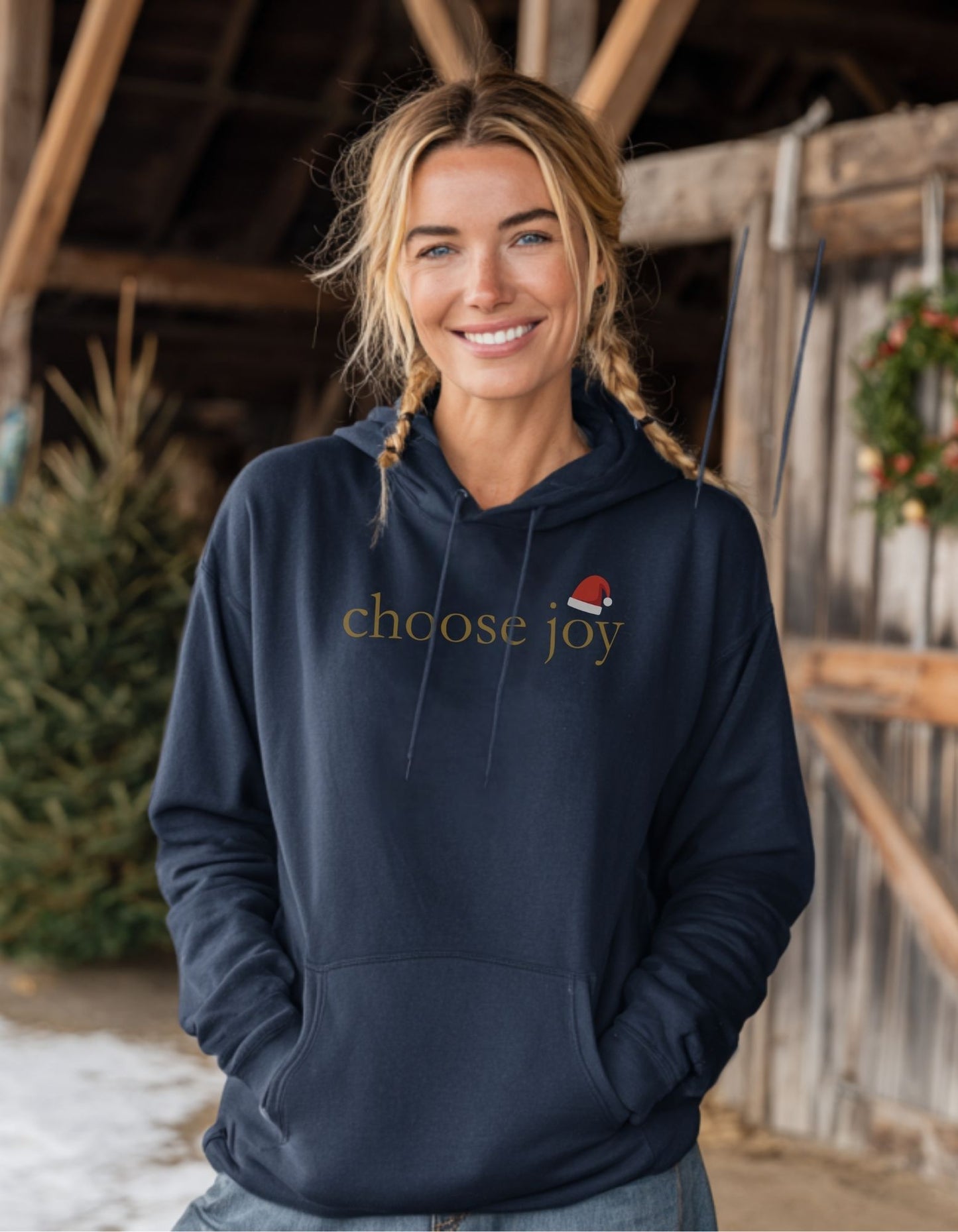 Women's Choose Joy Santa Hat Hoodie