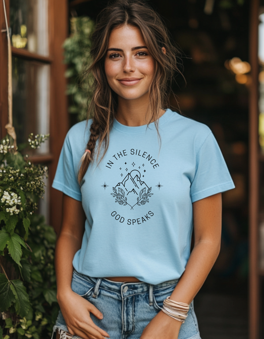 Women's In The Silence Gods Speaks Short Sleeve Tee