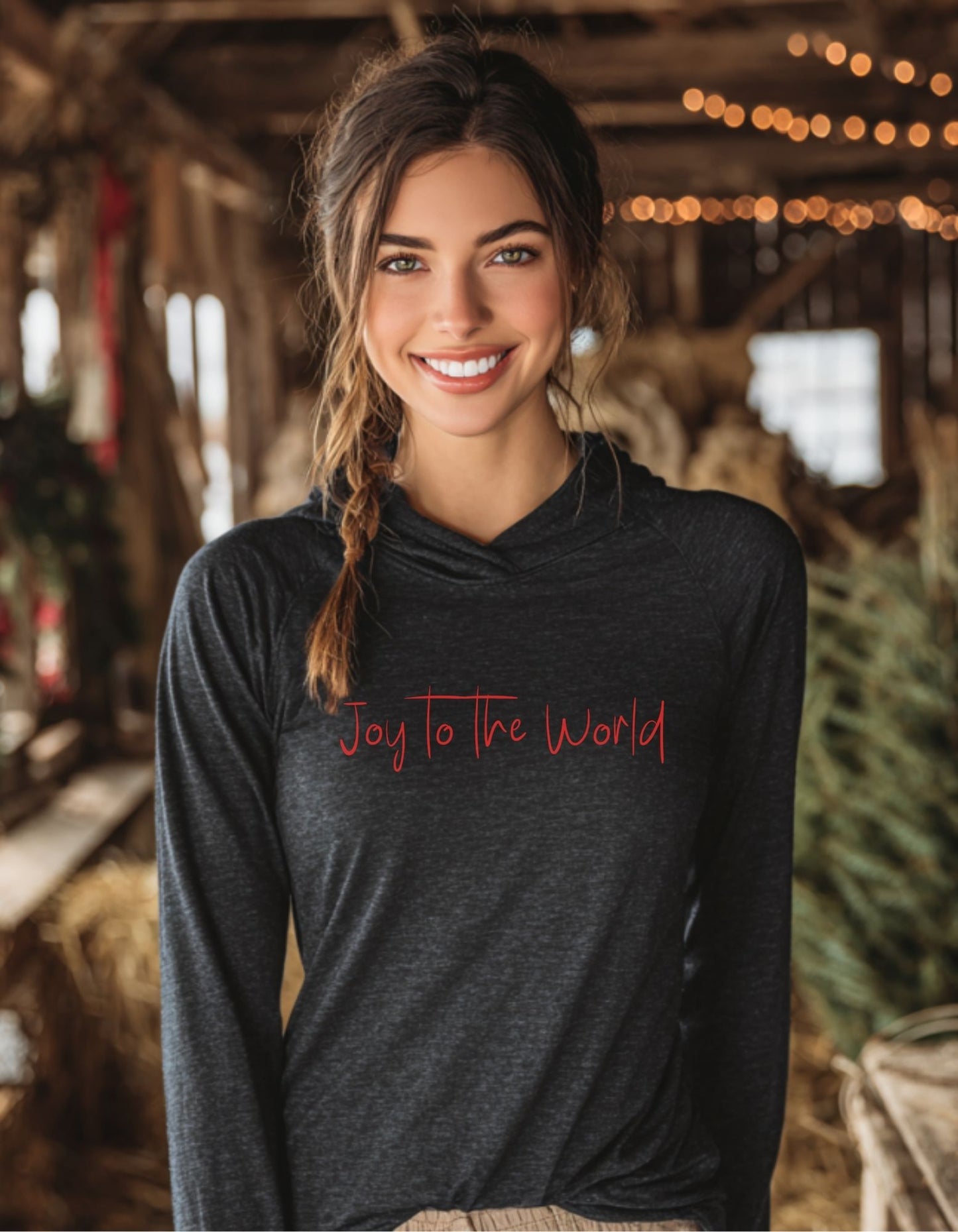 Women's Joy To The World Hooded Long-Sleeve Tee