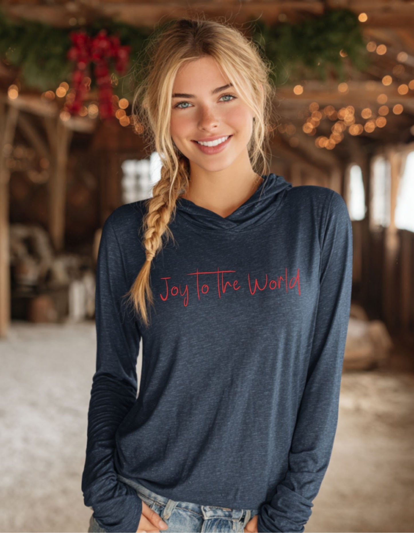 Women's Joy To The World Hooded Long-Sleeve Tee