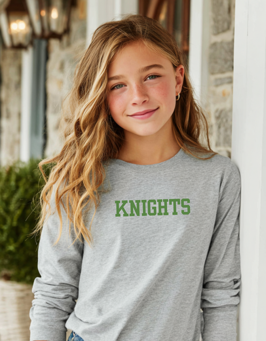 Youth Unisex Knights Green Logo Long Sleeve T-Shirt