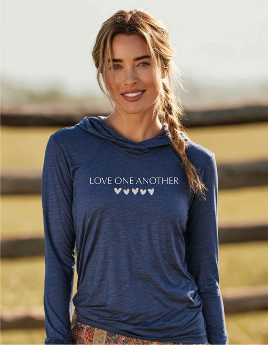 Women's Love One Another Hooded Long-Sleeve Tee