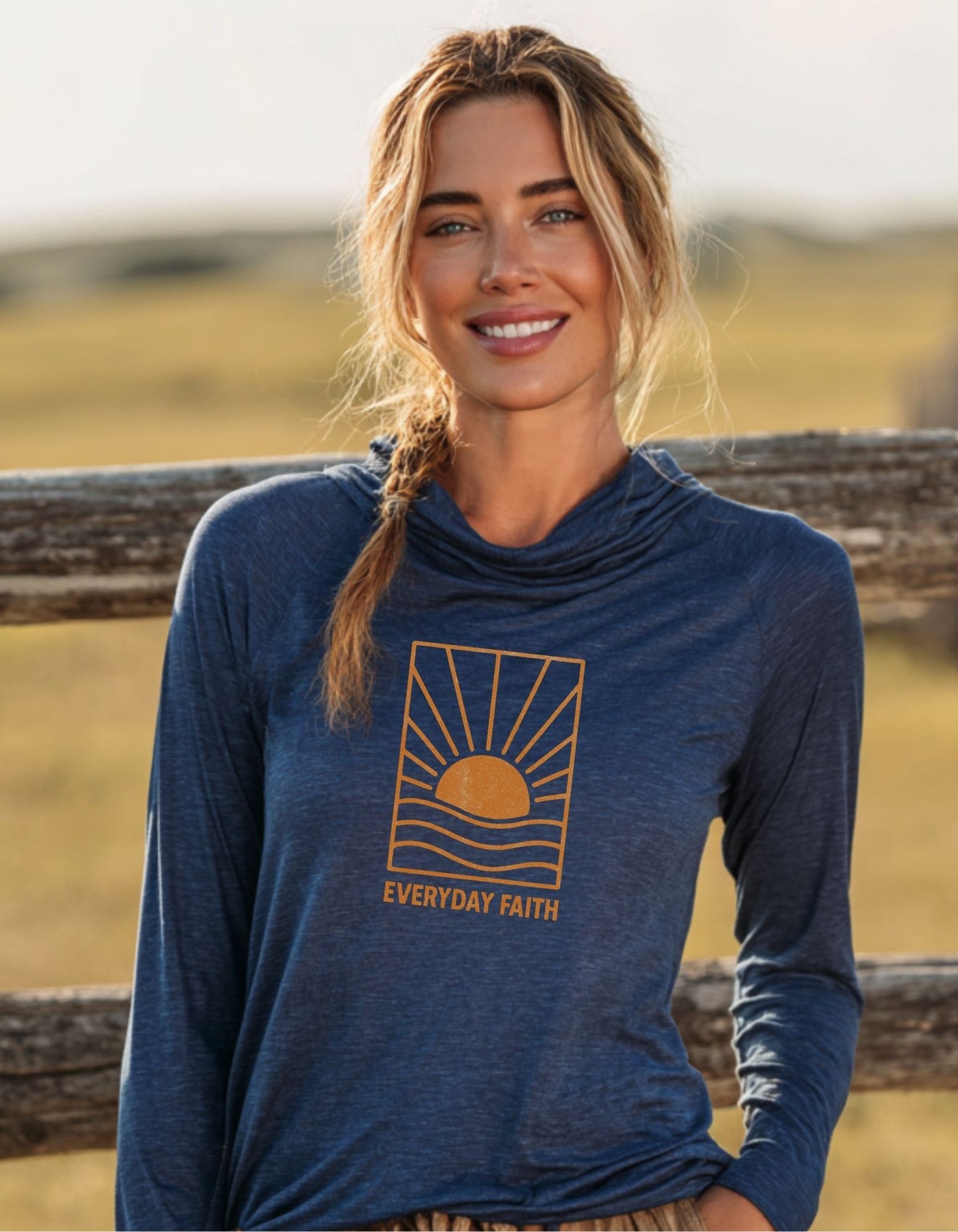 Women's Faded Sunset Hooded long-sleeve tee