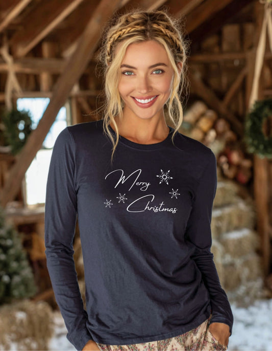 Women's Merry Christmas Long Sleeve Tee