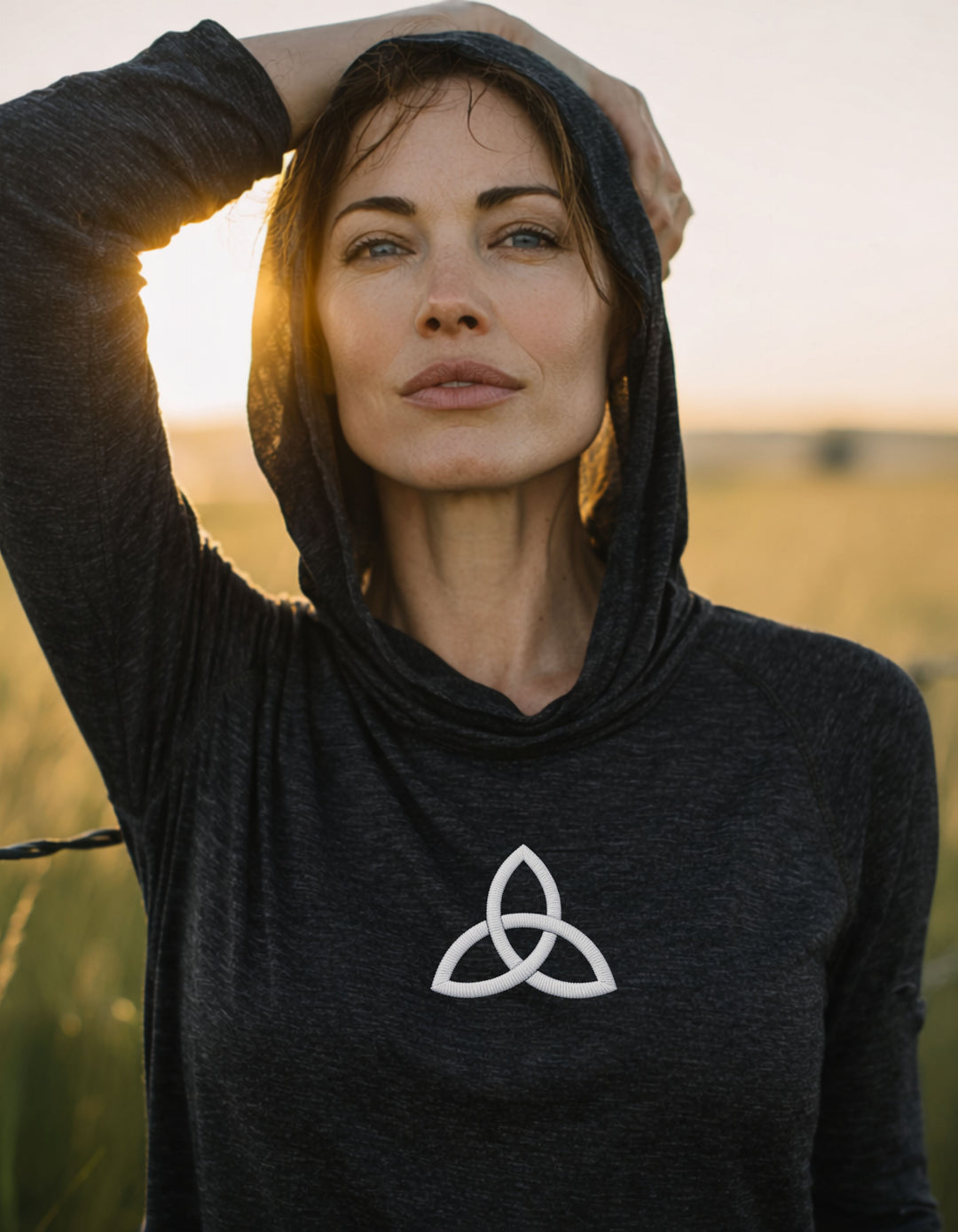 Women's Embroidered Trinity Hooded Long-Sleeve Tee