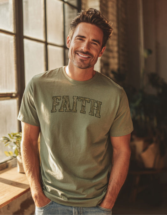 Men's Heavyweight Super Soft FAITH Camo Short Sleeve Tee
