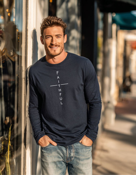 Men's Everyday Faith Faithful Cross Long Sleeve Tee