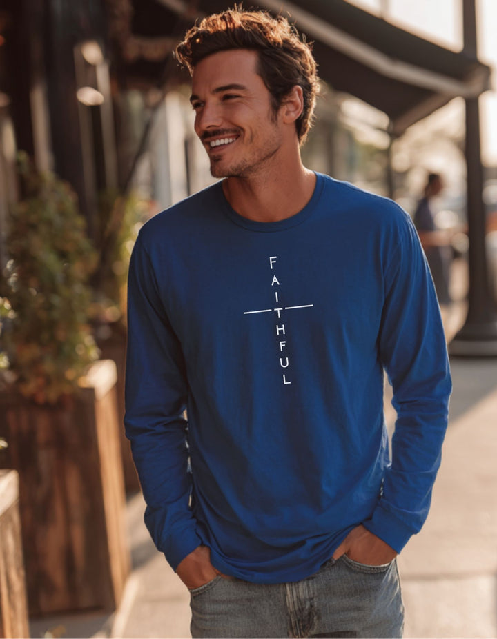 Men's Everyday Faith Faithful Cross Long Sleeve Tee