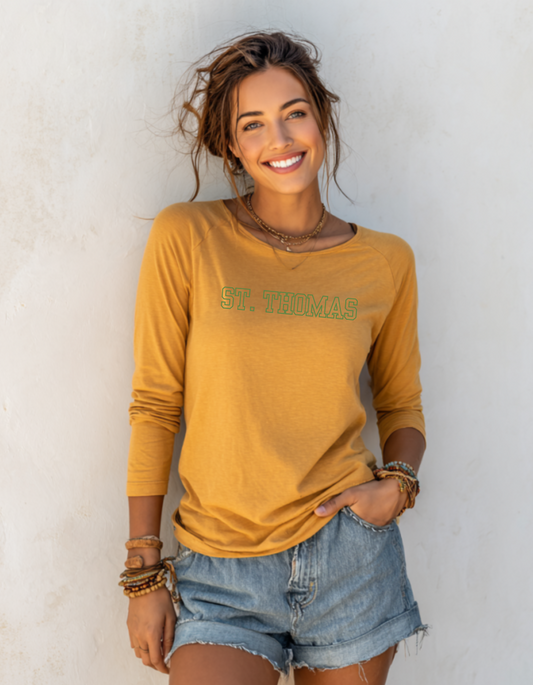 Women's St. Thomas Green Logo Long Sleeve Tee