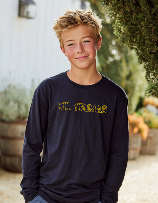 Youth Unisex St. Thomas Yellow Logo Long Sleeve Tee
